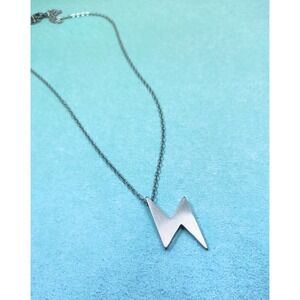 24 Inch Titanium Steel Chain Necklace with Lightning Bolt Pendant 2in Extender